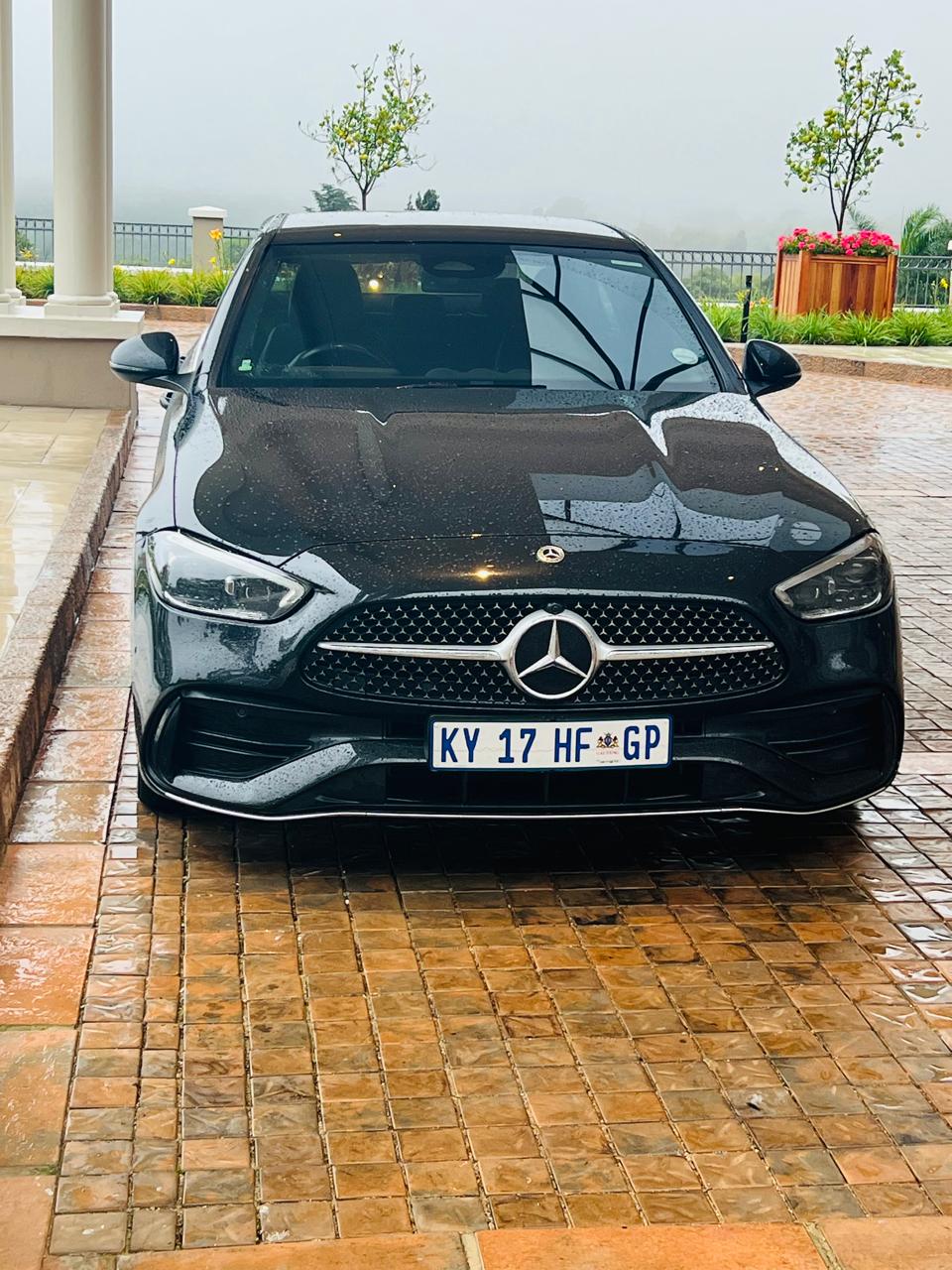 Mercedes C-Class front view in the rain
