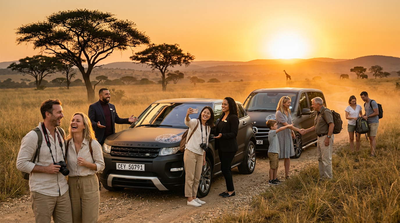 Johannesburg skyline at dusk — private guided Johannesburg tours and safaris by Wanderer Tours & Travel